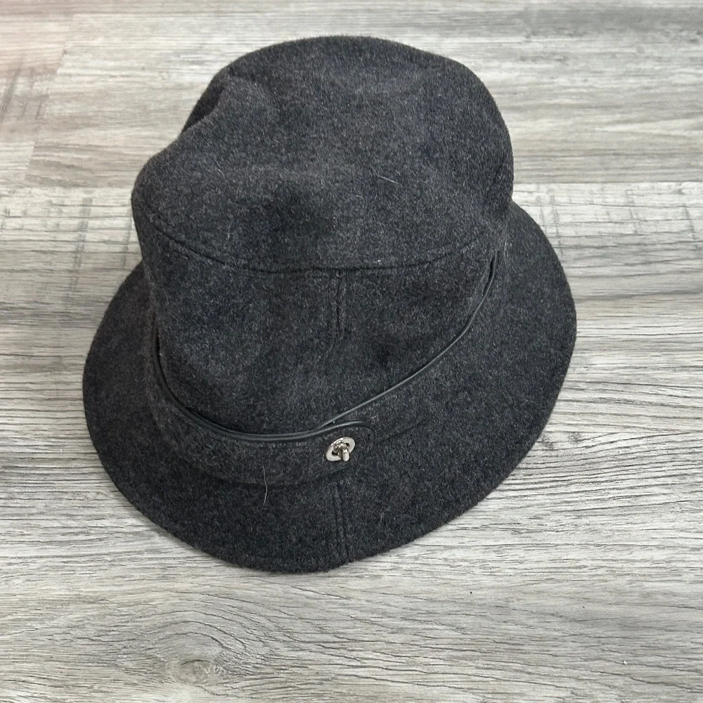 Coach Women's Black Wool Blend Bucket Hat Sz M/L